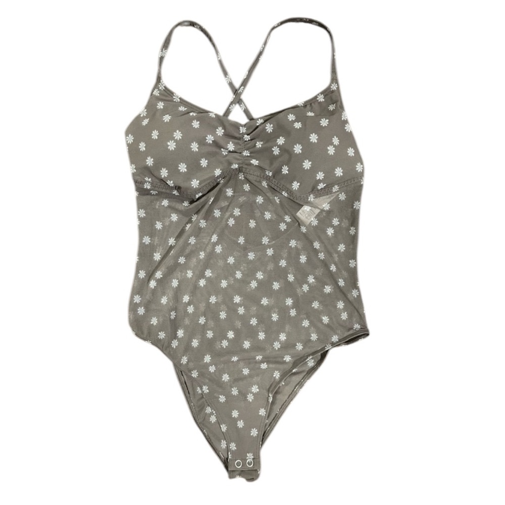 NWoT Hollister Gilly Hicks Taupe Floral Print Sheer Bodysuit